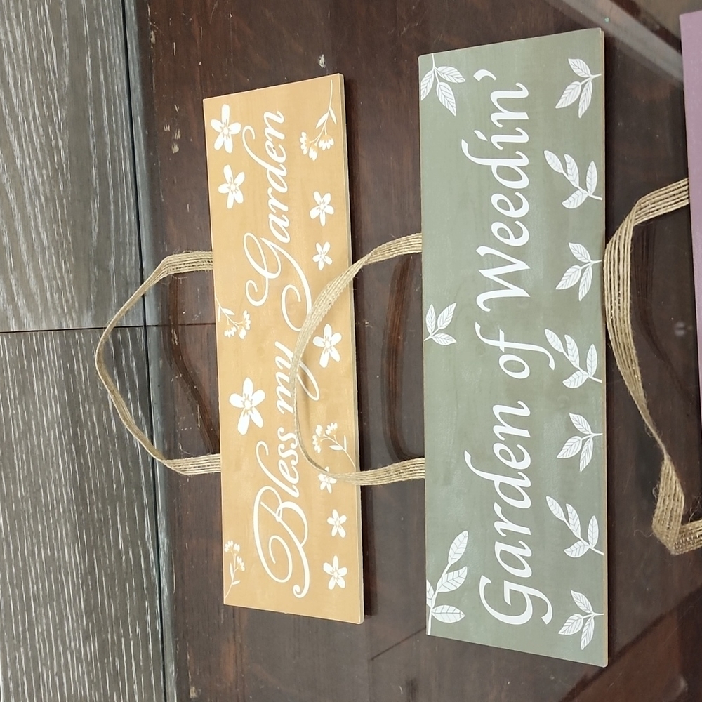 Country garden lover set of 3 wall hangers meet me at the garden gate - Picture 3 of 4